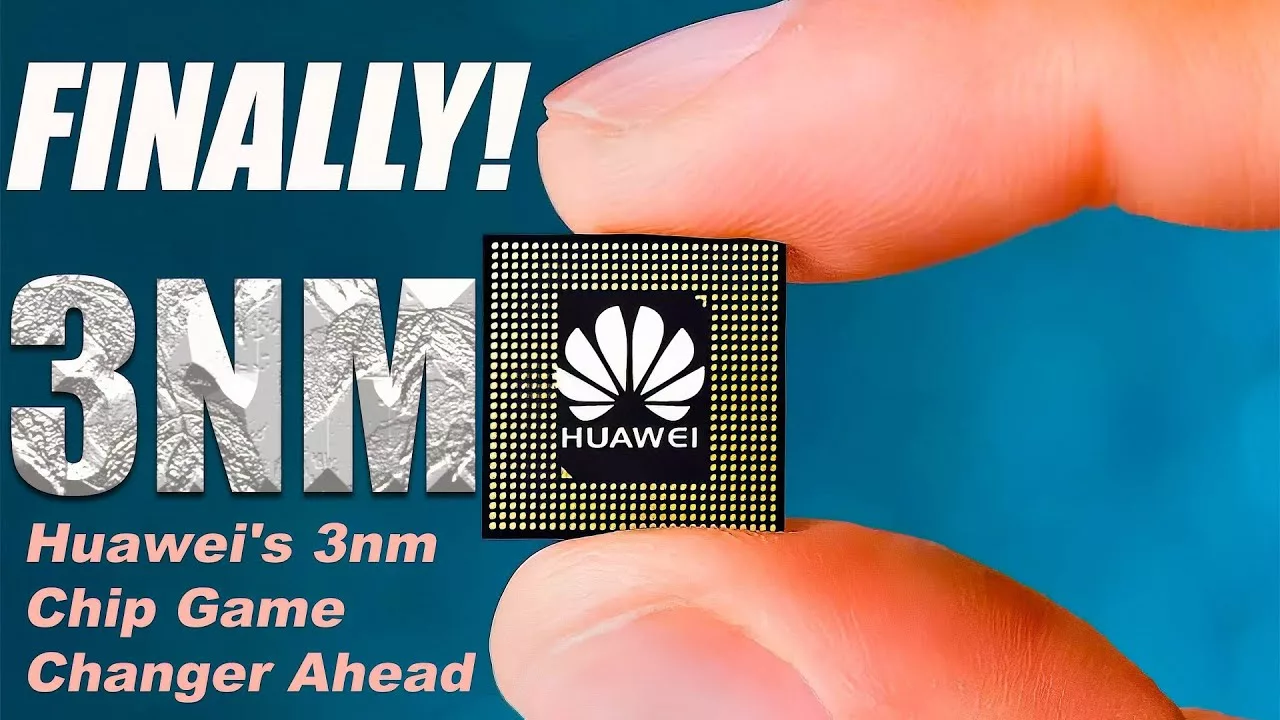 A modern visual representation of Huawei's 3nm GAA technology in chip design, featuring futuristic circuits and a high-tech aesthetic.