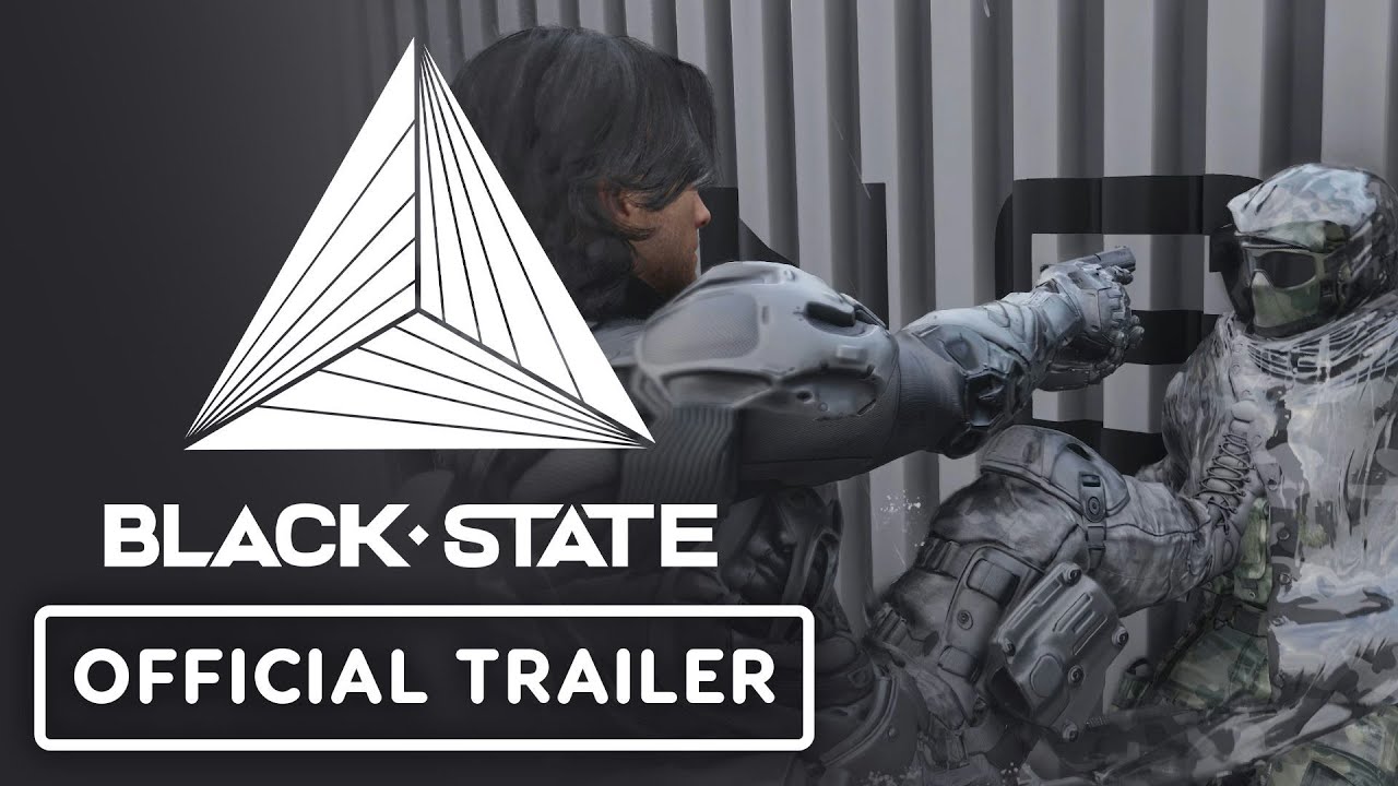 A modern and aesthetic representation inspired by Black State game featuring a futuristic cityscape with dynamic motion blur effects.