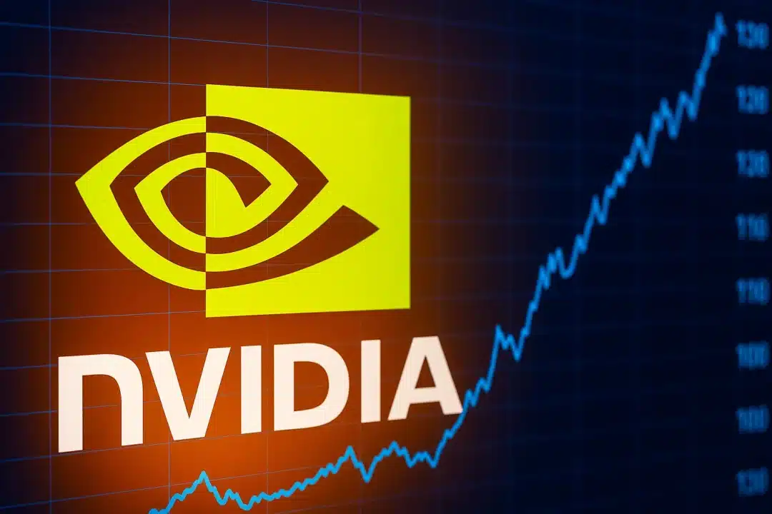 Modern and aesthetic visual representation of NVIDIA's earnings report and Piper Sandler warnings, featuring tech elements and financial graphs.