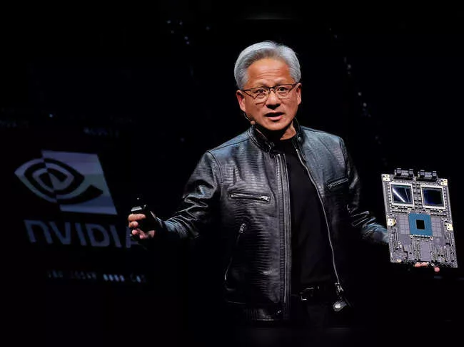 Graphic representation of NVIDIA's agreements in AI for the Middle East, highlighting opportunities and risks with a modern, aesthetic design.