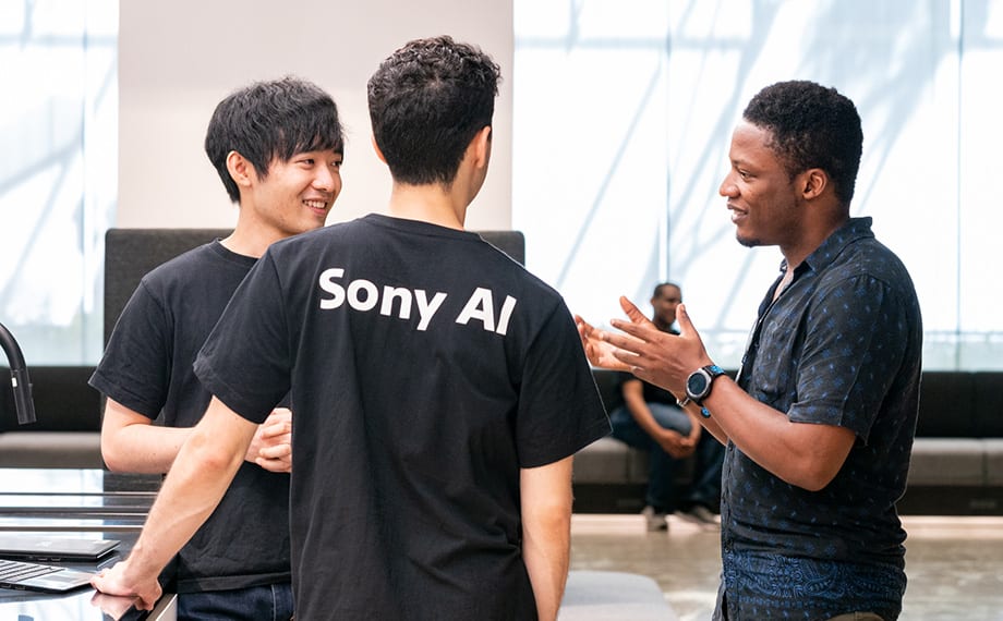 High-quality modern visual of Sony artificial intelligence characters in a futuristic gaming environment.