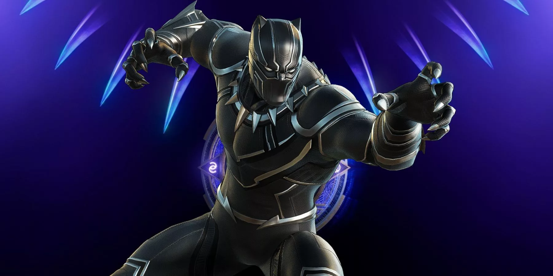 A modern and aesthetic illustration inspired by the cancelled Black Panther game by EA, featuring a superhero in a black suit against a futuristic cityscape.