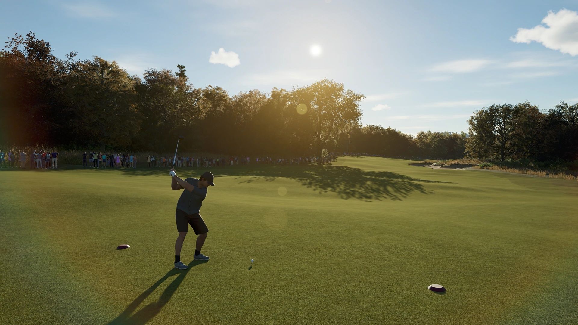 Modern digital artwork depicting an innovative and immersive golfing experience inspired by PGA Tour 2K25.
