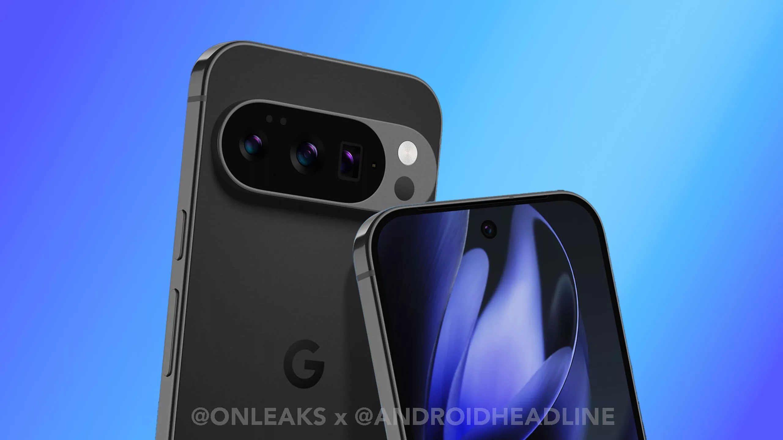 A futuristic illustration of the Pixel 10 series smartphones in a dynamic tech environment, showcasing innovation and creativity.