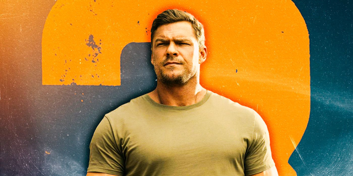 A vibrant and modern design celebrating Reacher Season 3 breaking viewership records, featuring fans and technology elements.