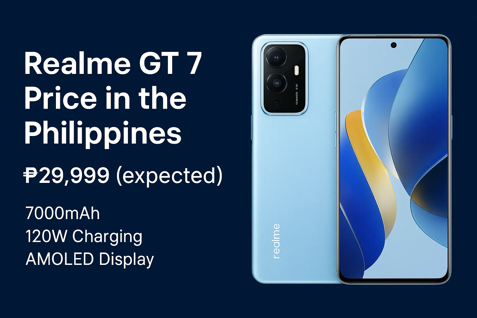 Visual representation of the Realme GT 7 smartphone showcasing its modern design and features.