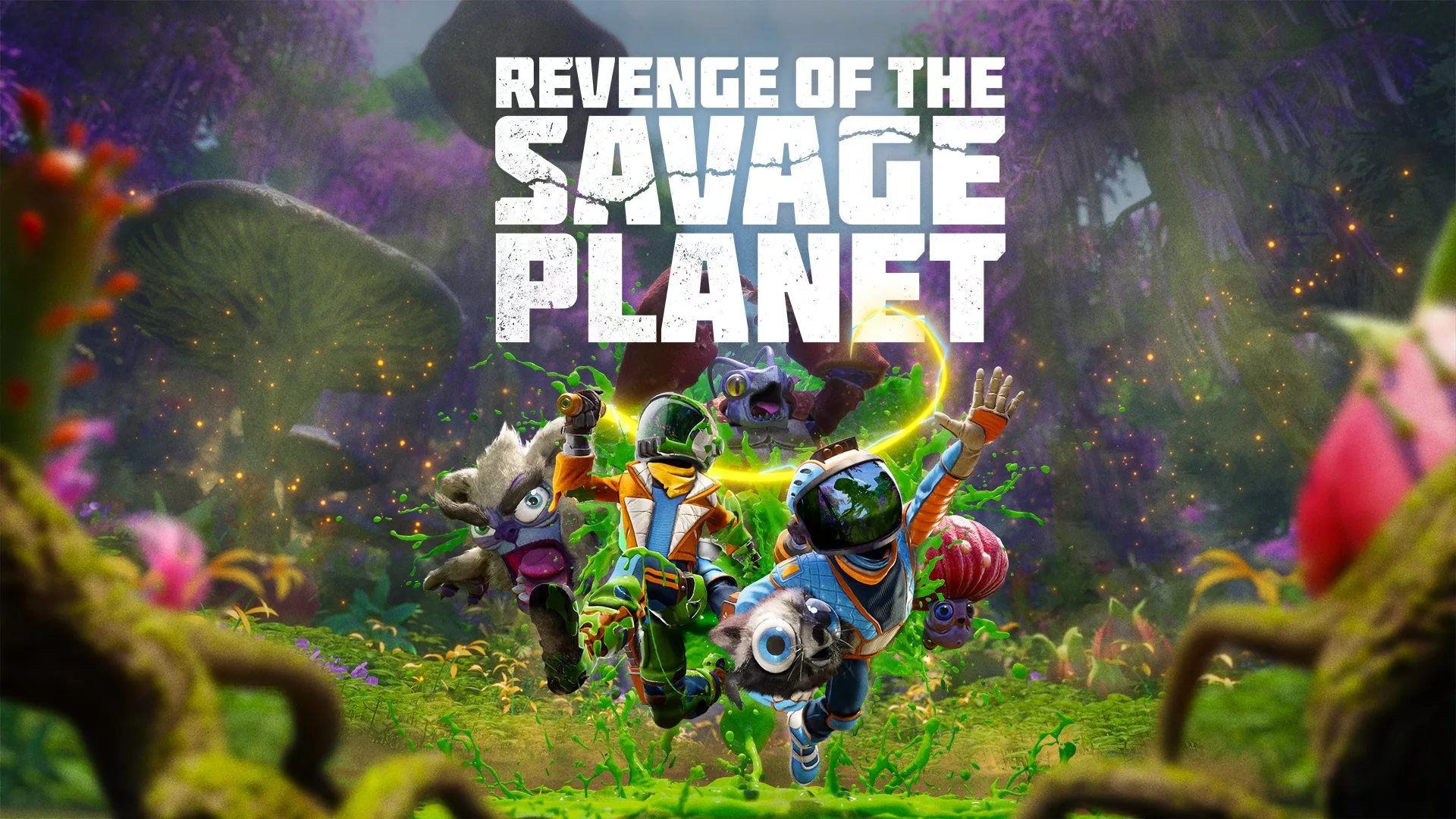 A modern and vibrant illustration inspired by Revenge of the Savage Planet, featuring futuristic elements and dynamic gaming action.