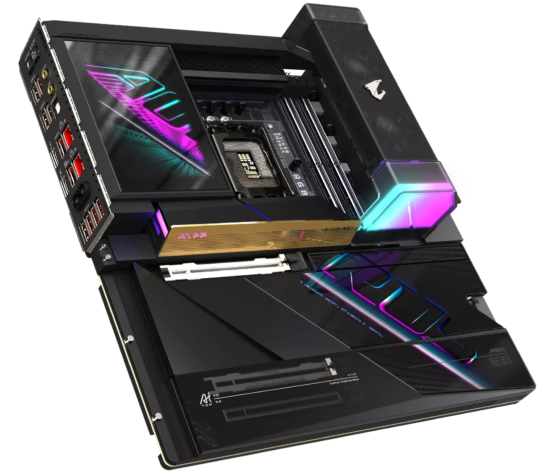 Futuristic illustration of Gigabyte AI TOP ATOM showcasing modern AI hardware innovation.