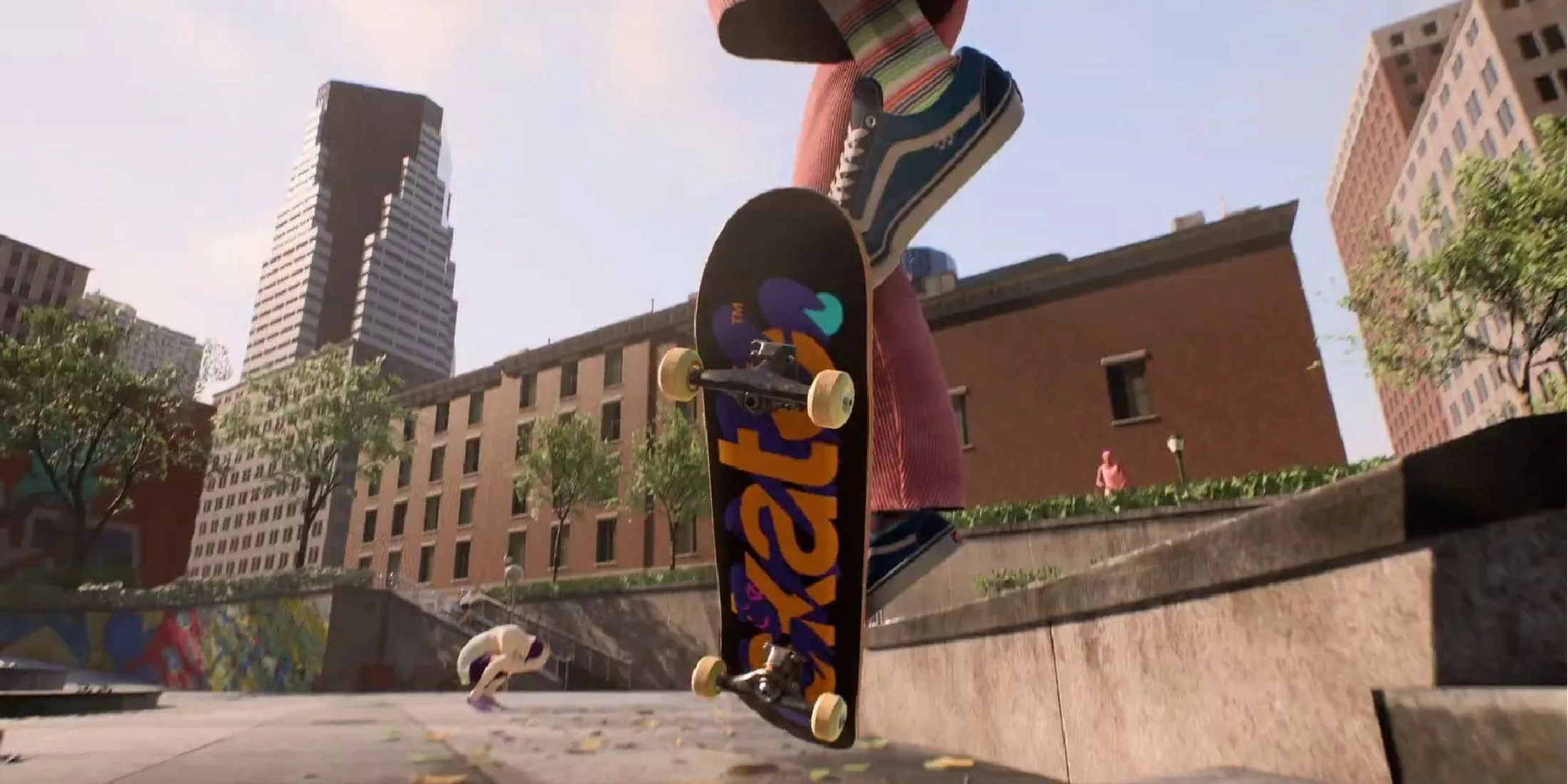 A vibrant and modern visual representing the New Skate Game with an emphasis on multiplayer gaming and urban skate culture.