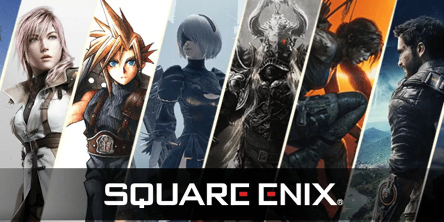 A modern and aesthetic graphic representing the collaboration between Square Enix and TBS for new game development.