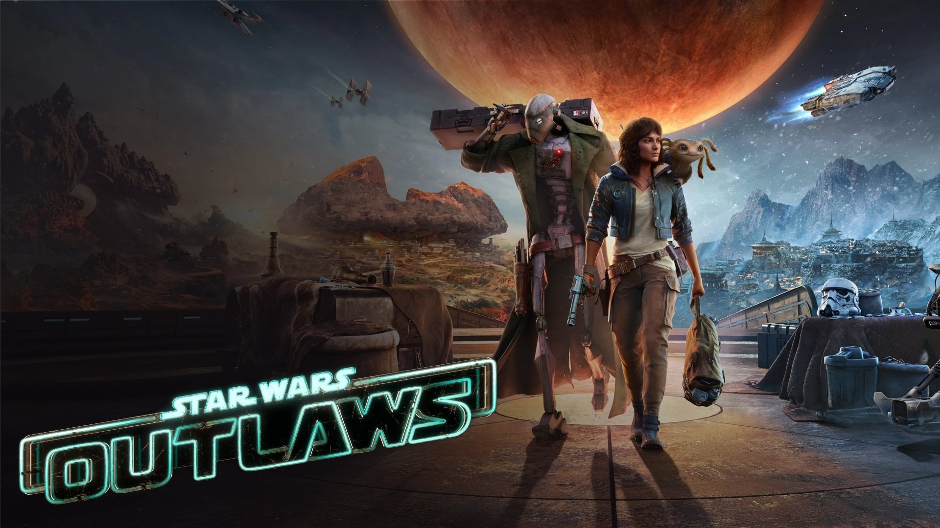 Artwork representing Star Wars Outlaws and its new story pack announcement with futuristic and adventurous elements.