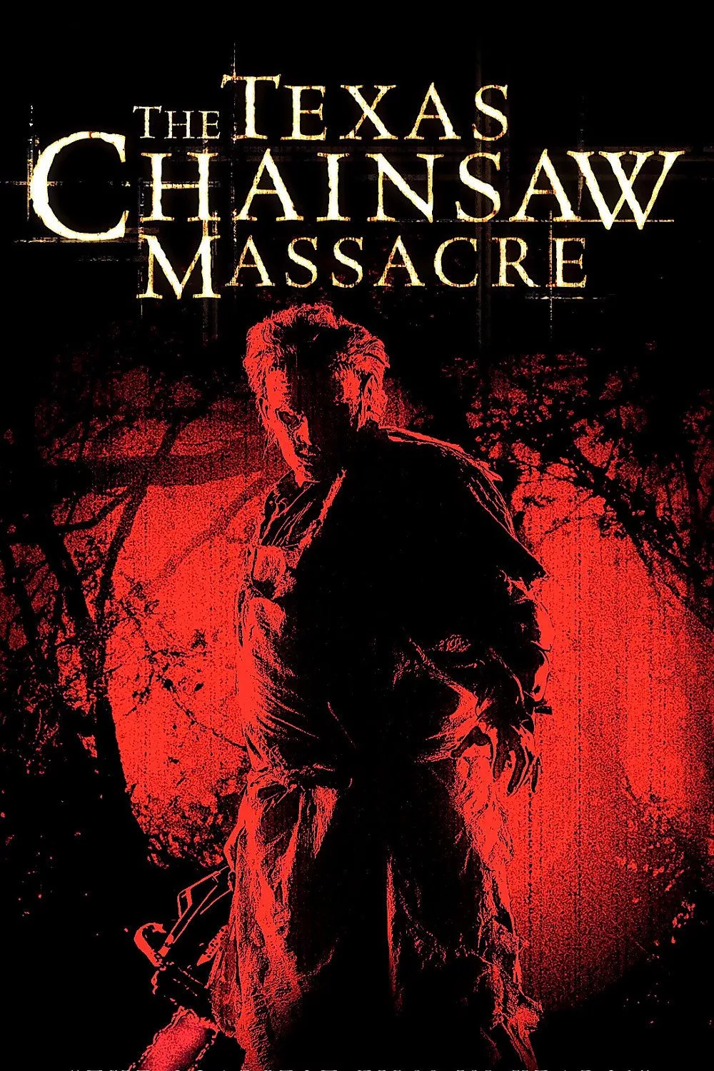 A modern, atmospheric interpretation of The Texas Chainsaw Massacre featuring a stylized chainsaw in a haunting Texas setting.