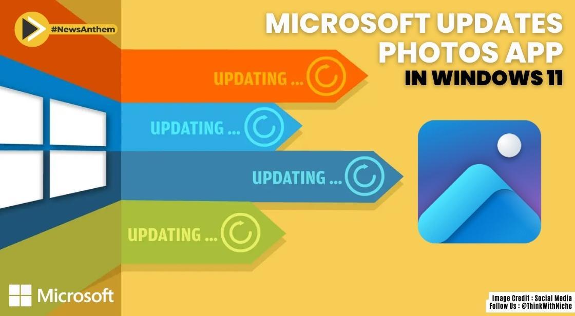 A modern illustration of the Windows Photos app update featuring Copilot, showcasing advanced AI features in a vibrant and engaging design.