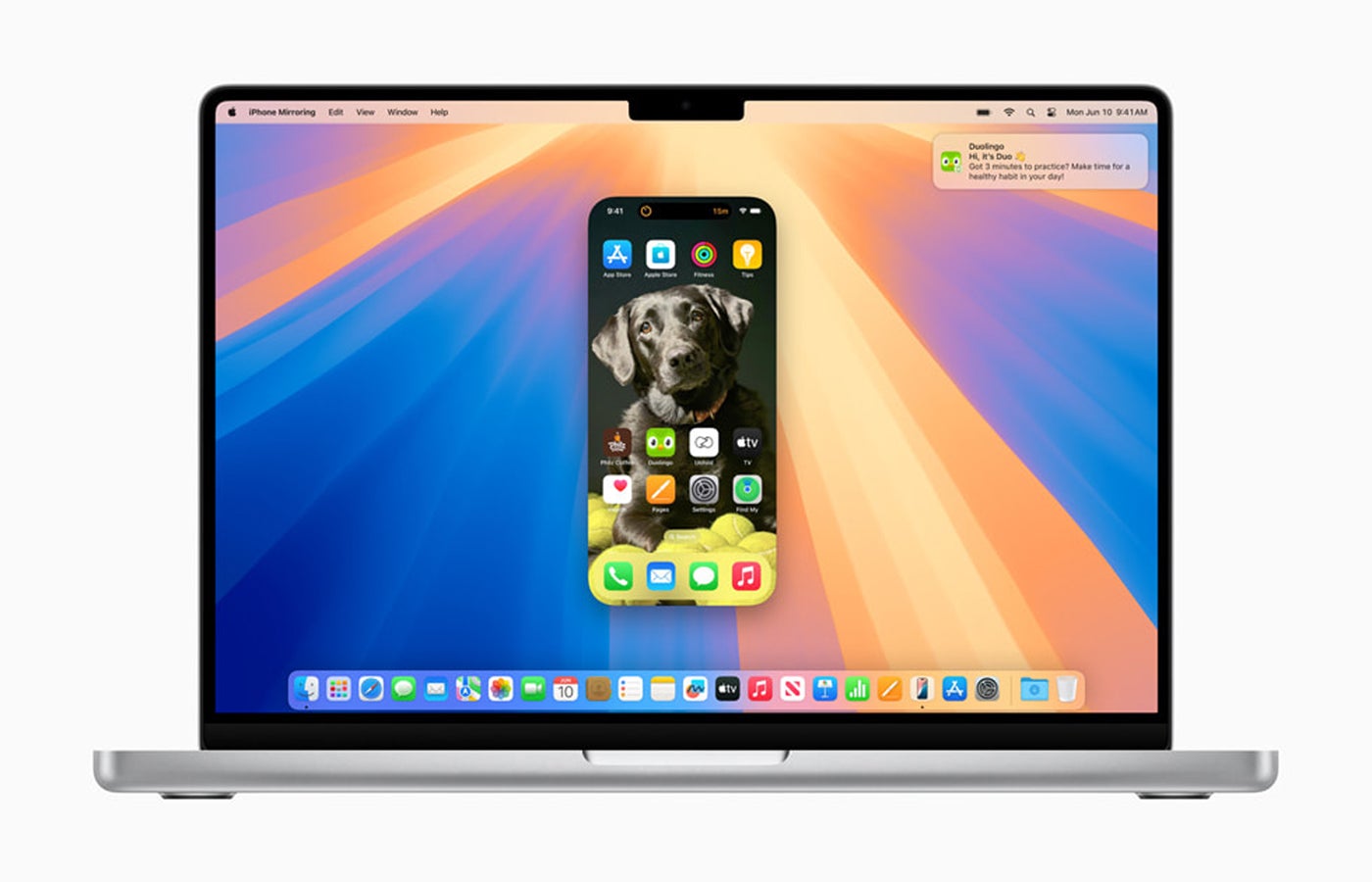 A modern digital artwork showcasing macOS Sequoia 15.4 with a stylish MacBook and innovative email features, reflecting a technological advancement in design.