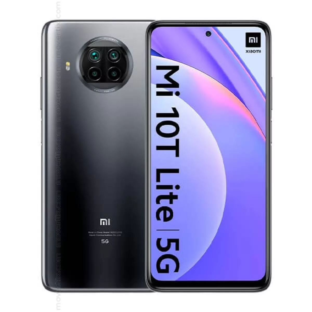 A high-quality image of a modern mid-range smartphone featuring Xiaomi's 5G chipset, set in a futuristic environment with a sleek design.