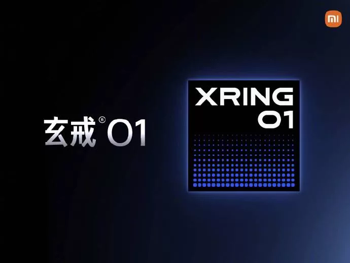 Modern illustration of Xiaomi's XRING 01 chipset, showcasing technological innovation with a sleek design.